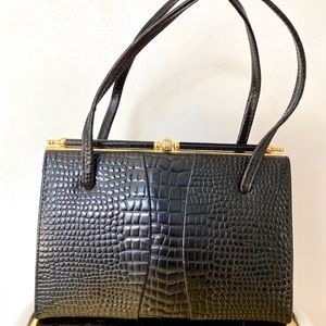Vintage 50s faux crocodile leather handbag 🖤